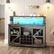Edge Collections – 55" – Coffee Bar Cabinet with LED Lights Farmhouse Wine Cabinet with Racks (Brown) – 1 Piece